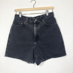 Vintage Lee Shorts Womens 13 Black High Rise Denim 90s Distressed Zipper Fly